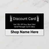 Barber Black and White Barbershop Pole Discount 名刺 (裏面)