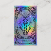 Barber Business Card | Holographic Barbershop  名刺 (正面)