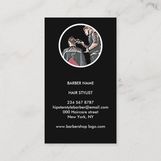Barber Cutting Hair Illustration 名刺 (裏面)