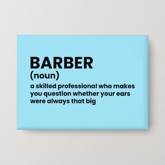 Barber Definition Joke 缶バッジ (正面)