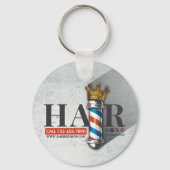 Barber Hair Shop King Crown Barber Pole Hair Salon キーホルダー (裏面)