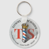 Barber Hair Shop King Crown Barber Pole Hair Salon キーホルダー (正面)