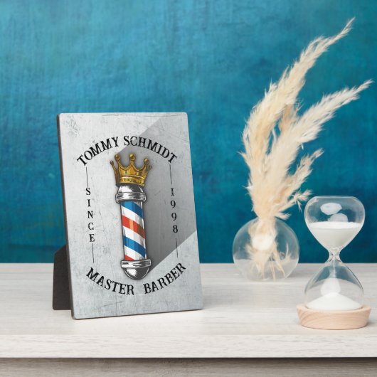 Barber Hair Shop King Crown Barber Pole Hair Salon フォトプラーク (側面)