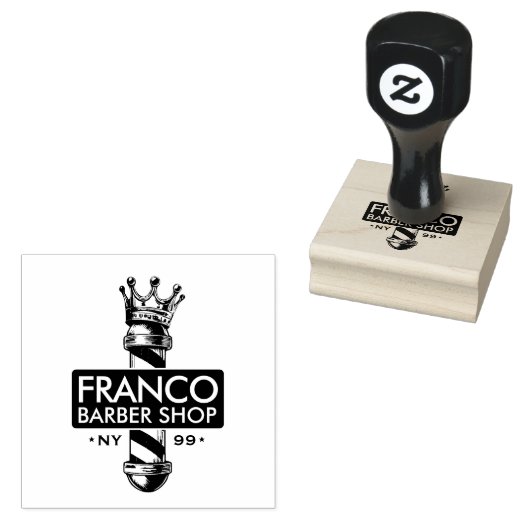 Barber Hair Shop King Crown Barber Pole Hair Salon ラバースタンプ (押印)