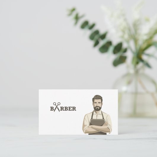 Barber Hair Stylist Modern Simple Minimalist 名刺 (スタンド正面)