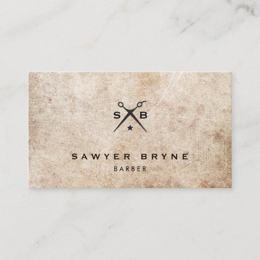 Barber Hair Stylist Scissors Rustic 名刺 (正面)