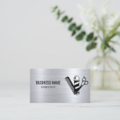 Barber Modern Hair Stylist Scissor Barber Pole 名刺 (スタンド正面)