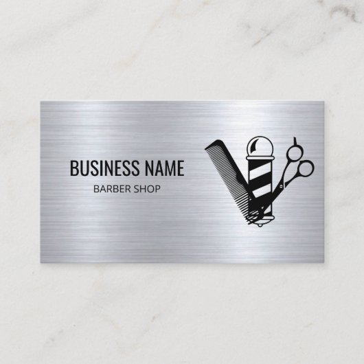 Barber Modern Hair Stylist Scissor Barber Pole 名刺 (正面)