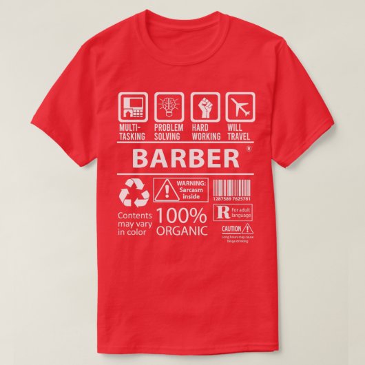 Barber MultiTasking Certified Job Gift Item Tシャツ (デザイン正面)