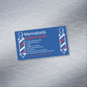 Barber Pole Blue Navy Barbershop Branding Design マグネット名刺 (インサイチュ)