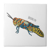 Barber pole grasshopper cartoon illustration タイル (正面)