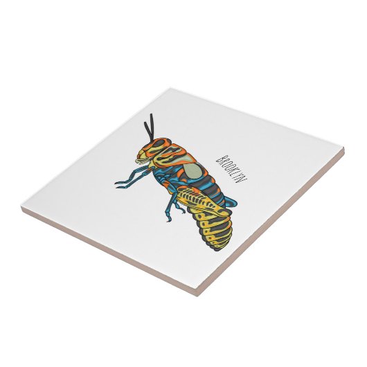 Barber pole grasshopper cartoon illustration タイル (側面)