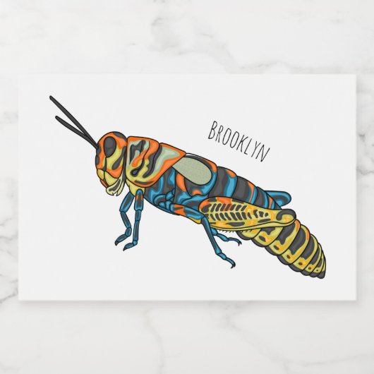 Barber pole grasshopper cartoon illustration フードラベル (シングルラベル)