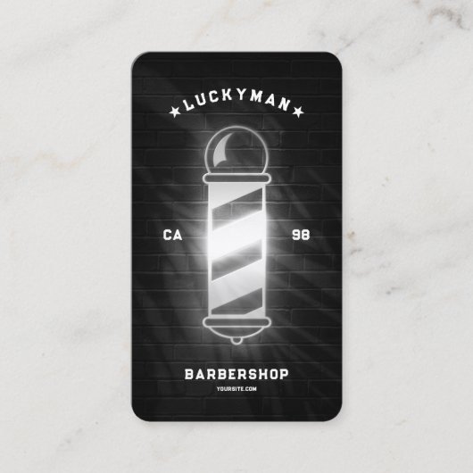 Barber Pole Hair Stylist Classic Black White  名刺 (正面)