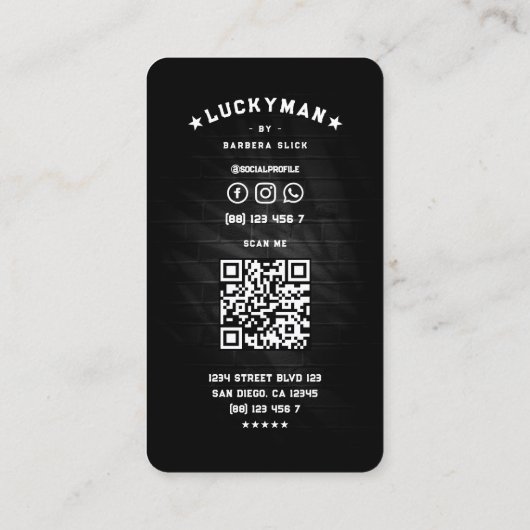 Barber Pole Hair Stylist Classic Black White 名刺 (裏面)