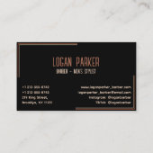 Barber Pole Razor Scissors Black Rose Gold 名刺 (裏面)