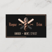 Barber Pole Razor Scissors Black Rose Gold 名刺 (正面)