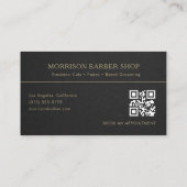 Barber QR Code Black Gold Professional 名刺 (裏面)