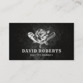 Barber Razor & Rose Logo Barbershop Hair Dark ロイヤリティカード (正面)