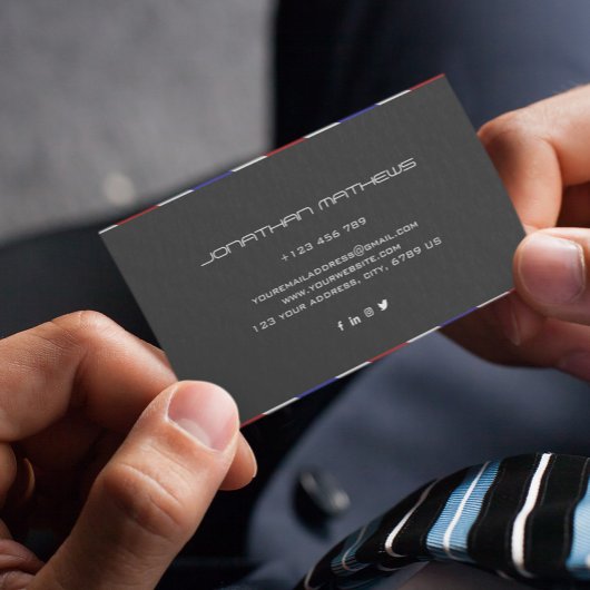 Barber Red White Blue Horizontal Personalized  名刺