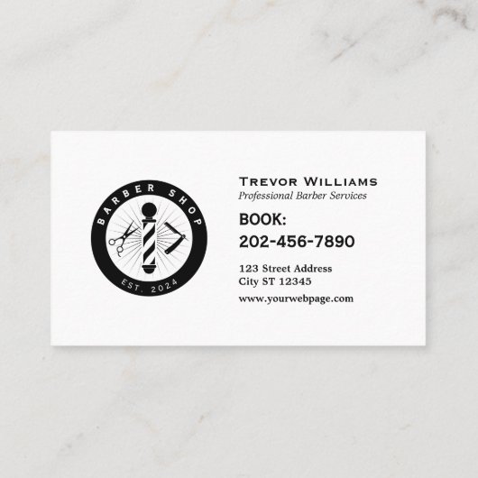 Barber round logo barbershop  名刺 (裏面)