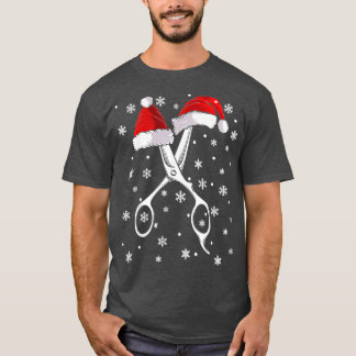 Barber Scissor Santa Hat Funny Barbershop Christma Tシャツ