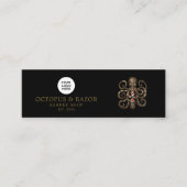 Barber Shop Bronze Octopus QRコード ソーシャルアイコン スキニー名刺 (正面)