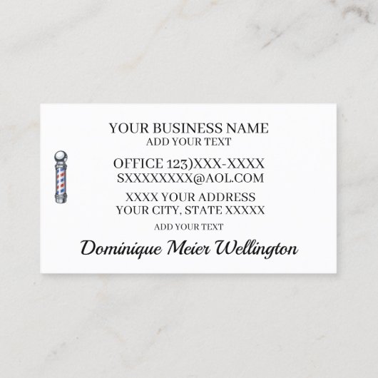 Barber Shop Business Card 名刺 (裏面)