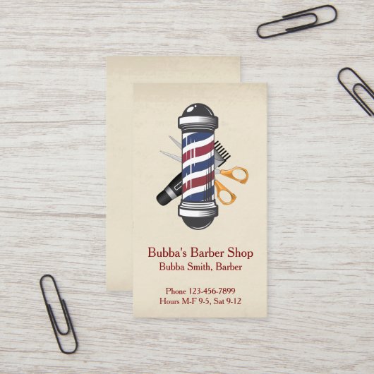 Barber Shop Business Card 名刺 (正面/裏面インサイチュ)