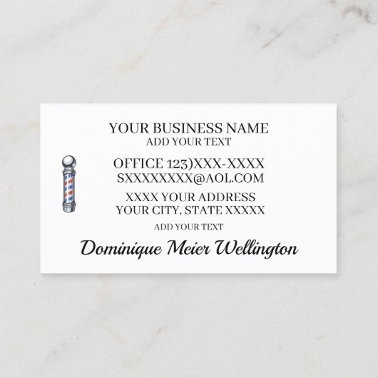 Barber Shop Business Card 名刺 (裏面)