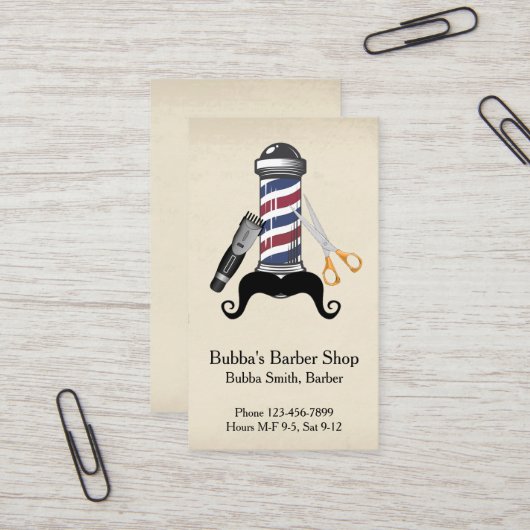 Barber Shop Business Card 名刺 (正面/裏面インサイチュ)