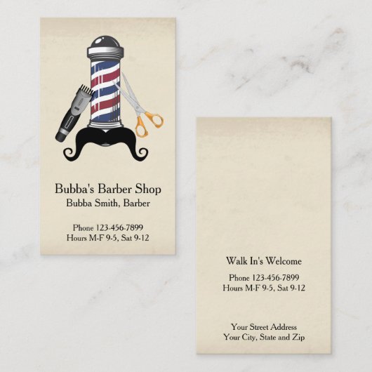Barber Shop Business Card 名刺 (正面/裏面)