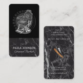 Barber Shop Chair | Black Marble Business Card 名刺 (正面/裏面)