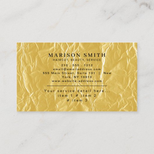 Barber Shop Hair Stylist  名刺 (裏面)