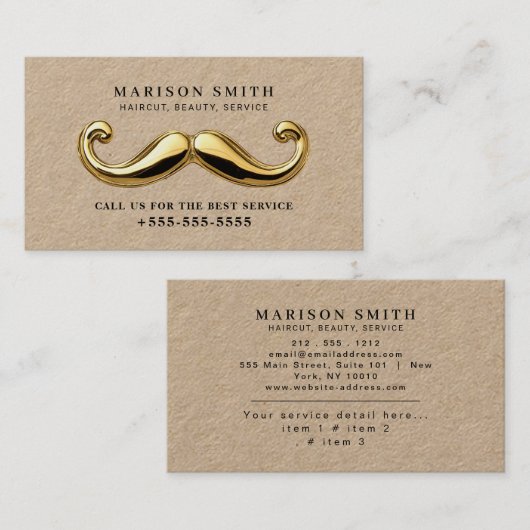 Barber Shop Hair Stylist Professional Barbershop 名刺 (正面/裏面)