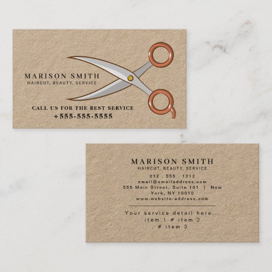 Barber Shop Hair Stylist Professional Barbershop 名刺 (正面/裏面)