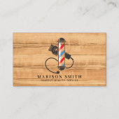 Barber Shop Hair Stylist Wood 名刺 (正面)