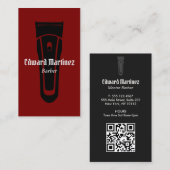 Barber Shop Hairdresser, Red Modern Hair Clipper 名刺 (正面/裏面)