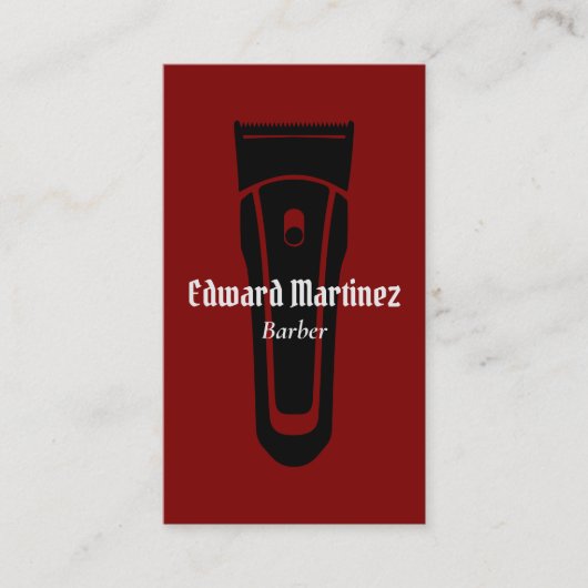 Barber Shop Hairdresser, Red Modern Hair Clipper 名刺 (正面)