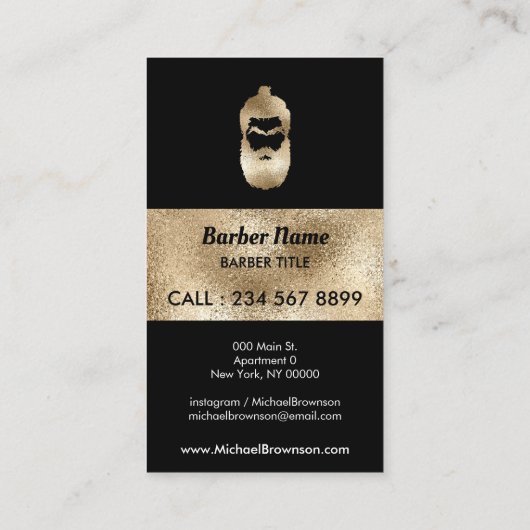 Barber Shop hipster gold sparkling 名刺 (裏面)