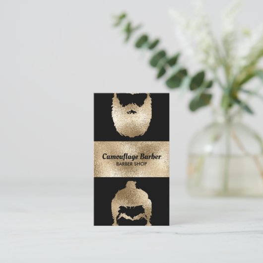 Barber Shop hipster gold sparkling 名刺 (スタンド正面)