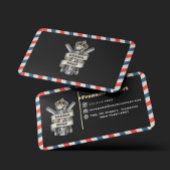 Barber Shop Professional Blue & Red Stripes Custom 名刺