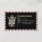 Barber Shop Professional Blue & Red Stripes Custom 名刺 (裏面)