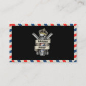 Barber Shop Professional Blue & Red Stripes Custom 名刺 (正面)