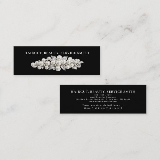 Barber Shop Professional Hair stylist comb modern  スキニー名刺 (正面/裏面)