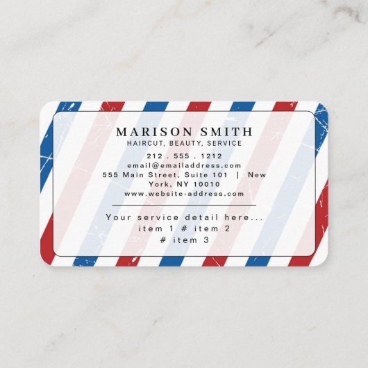 Barber Shop Professional Stripes 名刺 (裏面)