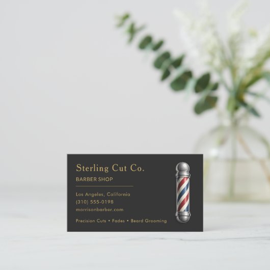 Barber Shop QR Code Professional 名刺 (スタンド正面)