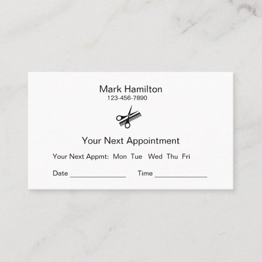 Barber Shop Simple Appointment Cards 予約カード (正面)