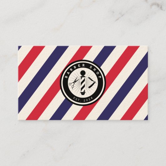 Barber shop stripes barbershop logo 名刺 (正面)