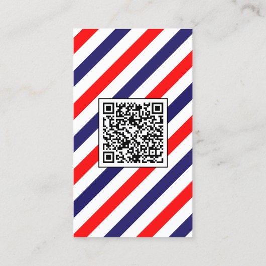 Barber stripes blue and red barbershop logo 名刺 (裏面)